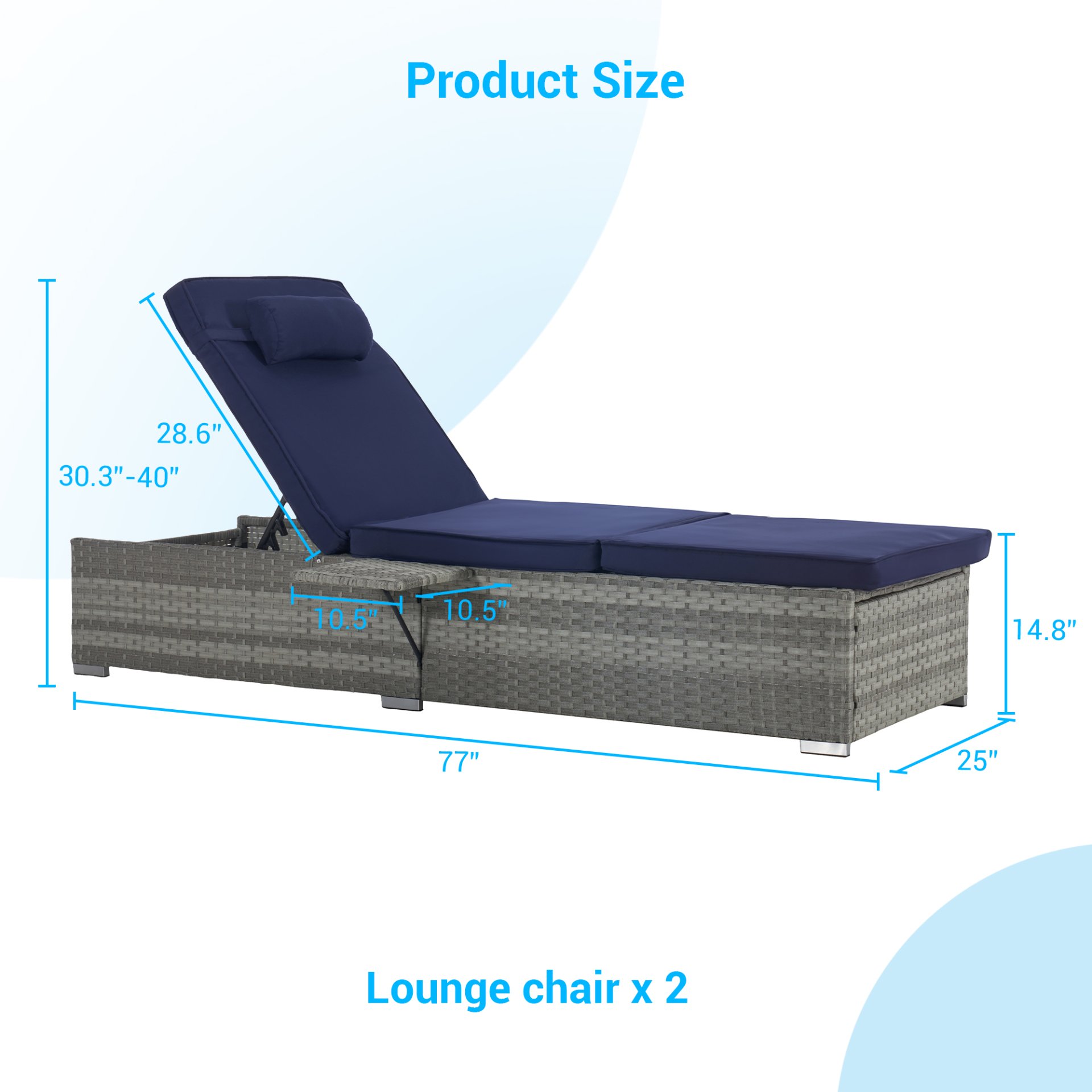 Outdoor Sofa Pe Rattan Furniture Deck Chair - Gray - Image 4