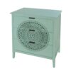 3 Drawer Storage Cabinet With Hollow Carved Design And Metal Handles, Chest For Entryway, Living Room Or Bedroom - Light Green - Image 7