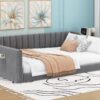 Full Long Size Upholstery Daybed And Side Storage Pocket - Gray - Image 11