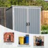 Outdoor Storage Shed Waterproof Resin Cabinet With Lockable Doors For Bikes And Patio Furniture - Gray - Image 5