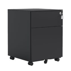 2 Drawer Mobile File Cabinet With Lock Steel File Cabinet For Legal / Letter / A4 / F4 Size/ Home / Office Design - Black