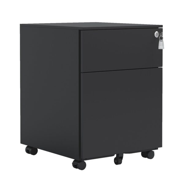 2 Drawer Mobile File Cabinet With Lock Steel File Cabinet For Legal / Letter / A4 / F4 Size/ Home / Office Design - Black