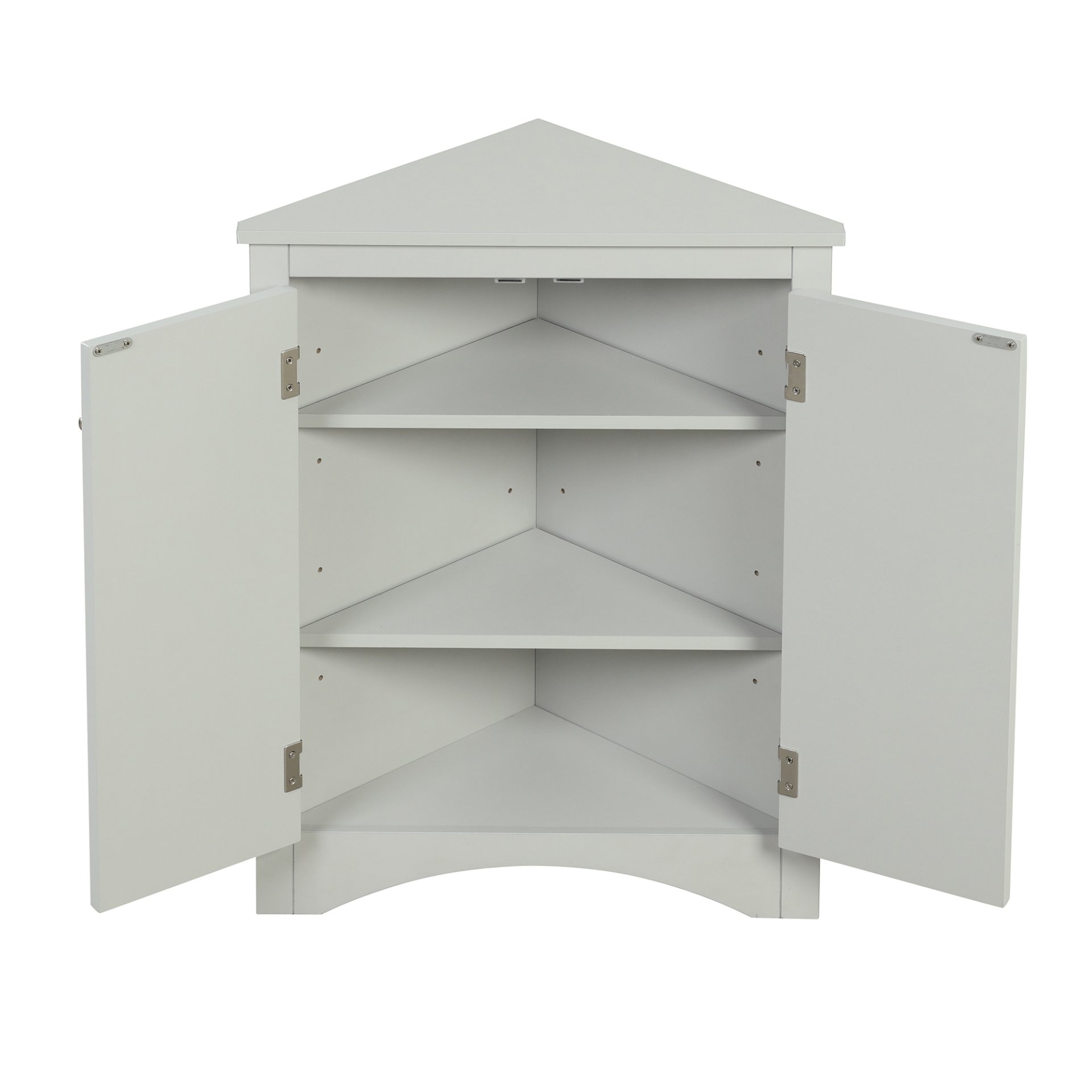Triangle Bathroom Storage Cabinet With Adjustable Shelves, Freestanding Floor Cabinet For Home Kitchen - Gray - Image 15