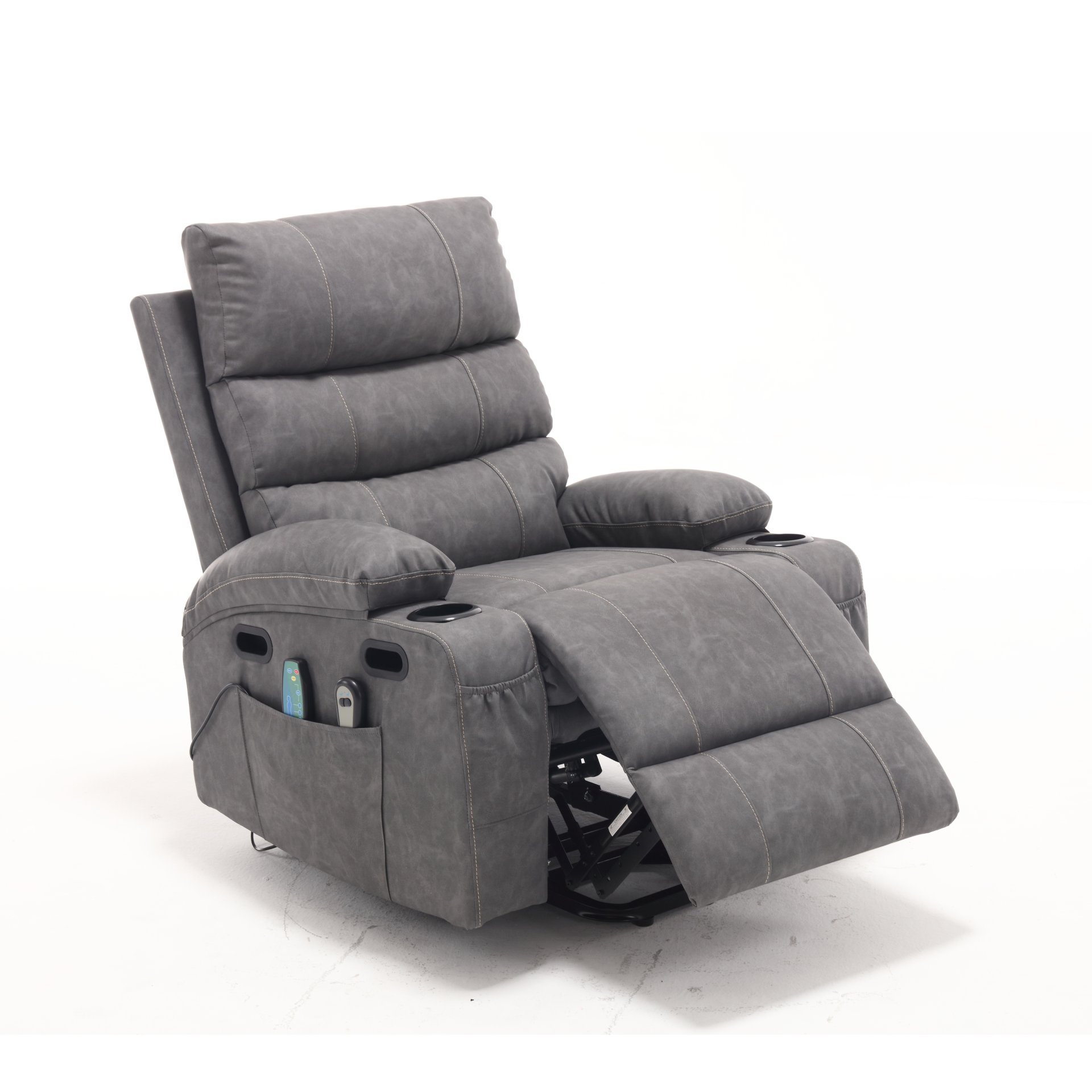 Cozy Electric Power Lift Recliner Chair Sofa For Elderly With Vibration Massage And Lumbar Heat - Gray - Image 7
