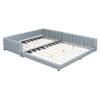 Queen & Twin Long Size Upholstered Platform Bed, Mother & Child Bed - Gray - Image 5