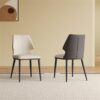 Contemporary Dining Chair (Set of 2) Comfortable Material For Home Or Office - Gray / White - Image 2