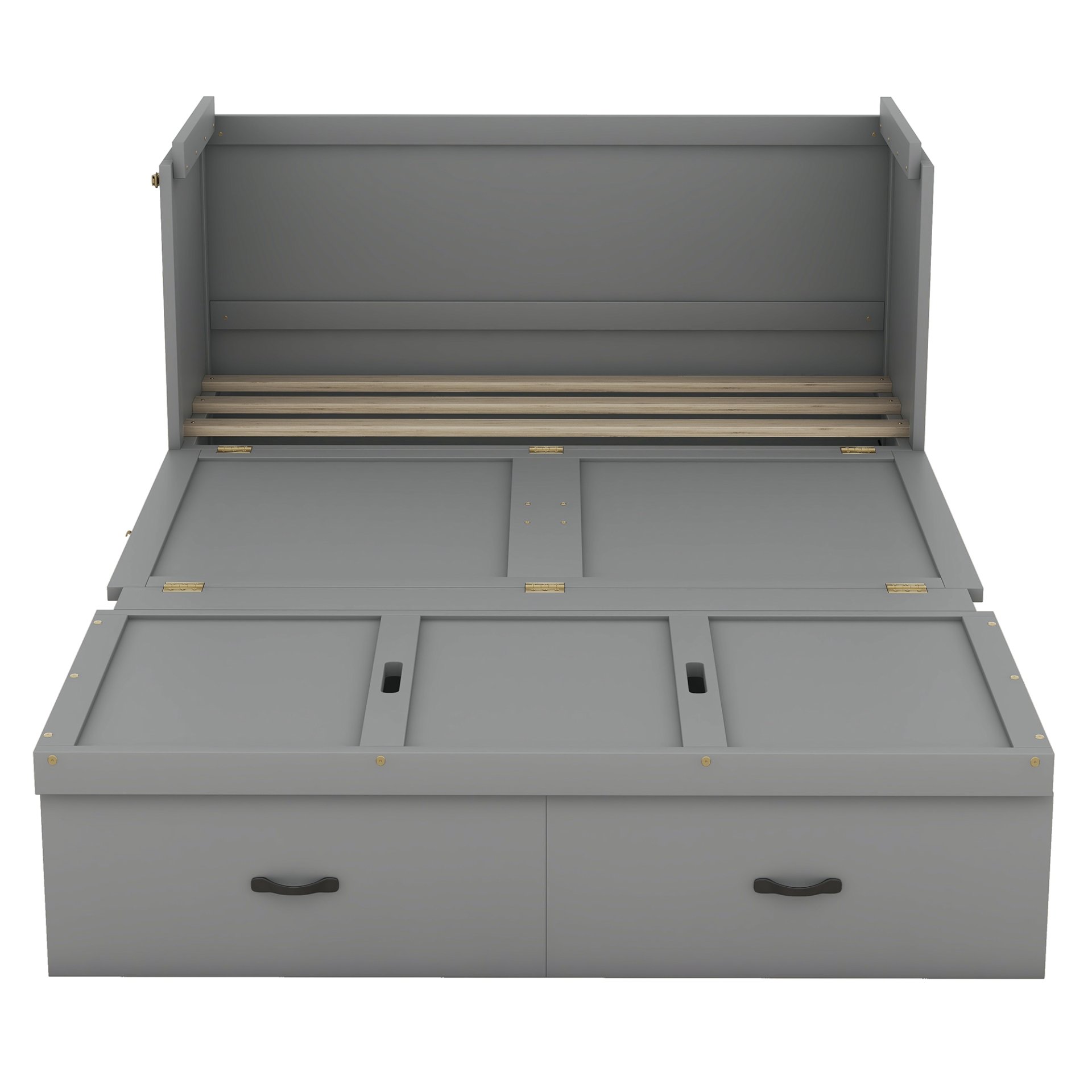 Full Size Murphy Bed With USB Port And A Large Drawer - Gray - Image 4