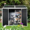 Resin Outdoor Storage Shed With Two-Window And Double-Door, Plastic Shed With Floor For Gargen, Patio, Yard, Lawn - Black - Image 4