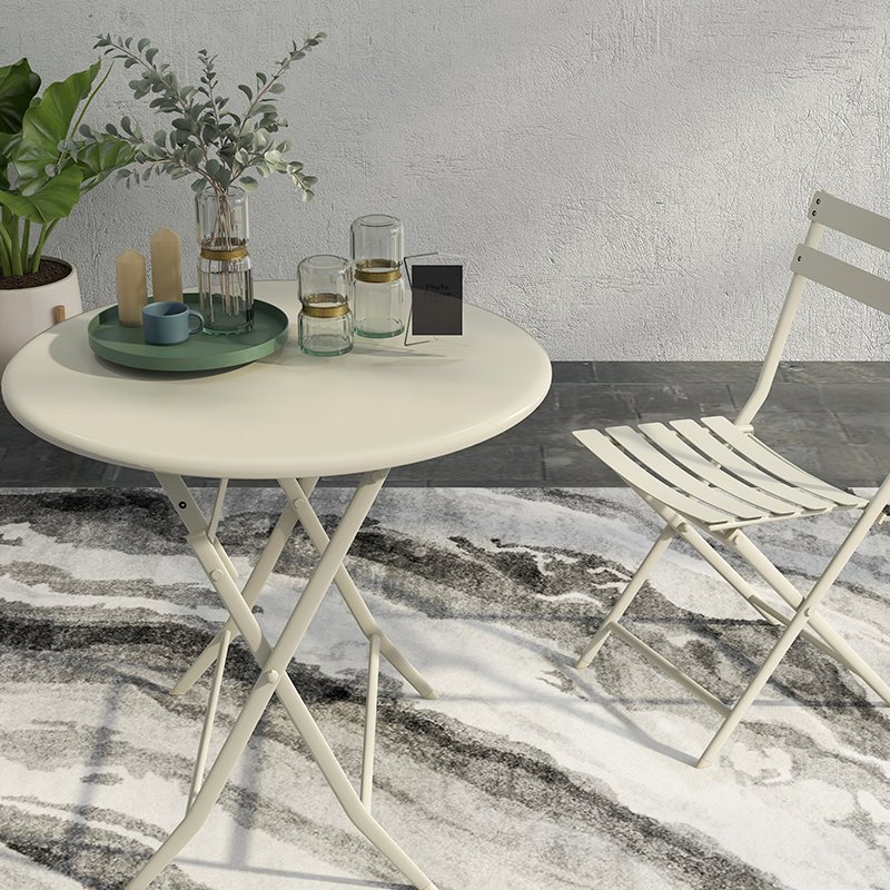 3 Piece Patio Bistro Set Of Foldable Round Table And Chairs - White - Image 13