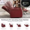 270 Degree Swivel Power Recliner With Tray Table, Phone Holder, Cup Holder, USB Port - Red - Image 4
