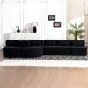 Upholstered Sofa Free Combined Sofa Couch With 2 Chaise Lounge And 5 Back Pillows For Living Room - Black - Image 10