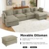Modern Sofa Modular Sofa Couch Upholstered Corduroy L - Shape Sectional Sofa, Side Storage Pockets For Living Room - Brown - Image 13
