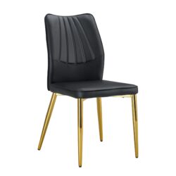 Medieval Modern Dining Chairs With Cushions And Metal Legs Material (Set of 4) - Black