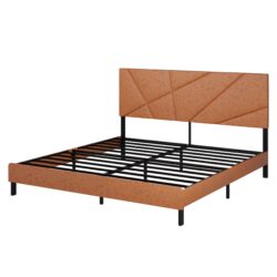 Vintage King Size Metal Bed Frame With Under Bed Storage And No Spring Loaded Mattress Required - Antique Brown