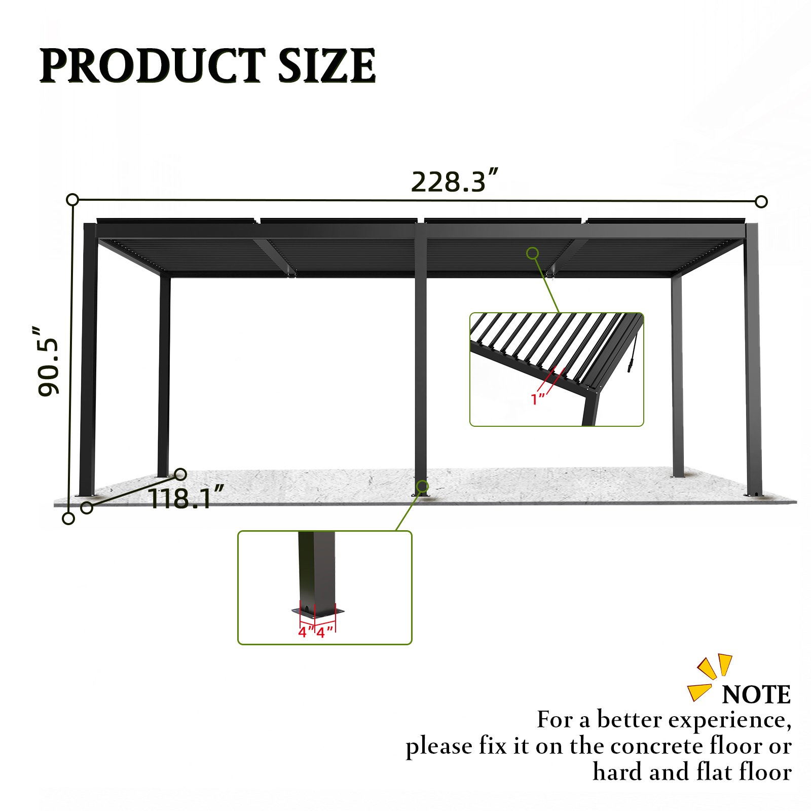 10 x 19 Ft Louver Pergola Frame & Louvers - Black - Image 3
