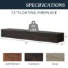 72" Rustic Wood Fireplace Mantel, Wall-Mounted & Floating Shelf For Home Decor - Espresso - Image 8