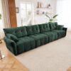 Modern 4 Seater Sofa With Solid Wood Frame, High Resilience Cushions - Premium Green - Image 12