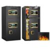 Large Double Door Coin Operated Safe, Digital Security Safe With Fireproof And Waterproof Bag, 6.5 Cubic Feet Safe Box With Hidden Code Function For Home - Black - Image 2