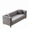 3 Seater Deep Seat Sofa, Sofa With Button Nailhead, Square Arm Couches, Furniture For Living Room - Gray - Image 4