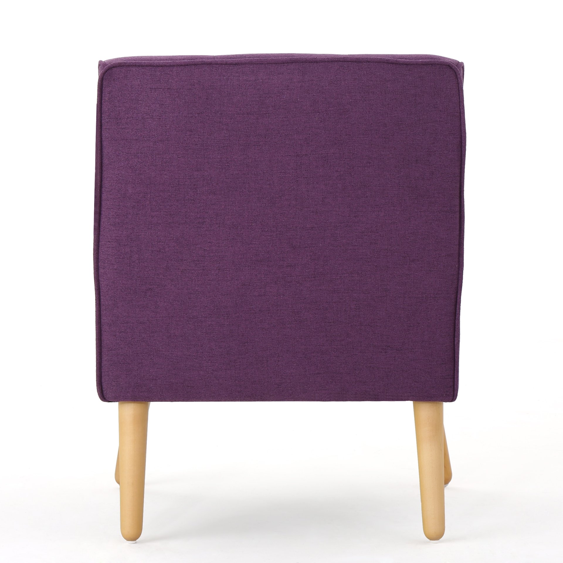 Modern Arm Chair With Tufted Back Fabric And Birch Wood Legs - Purple - Image 10