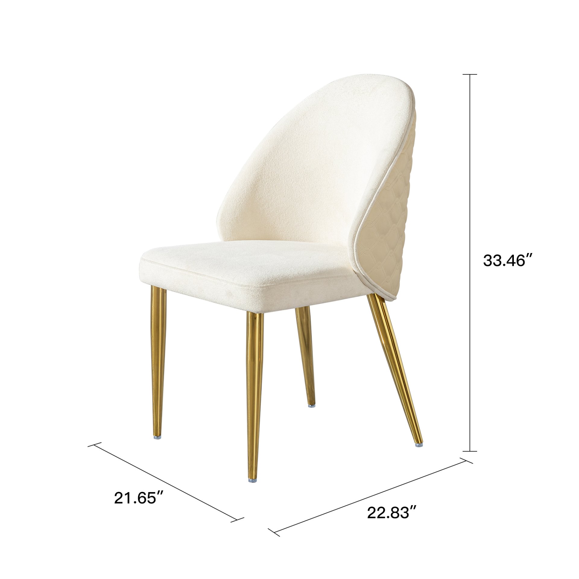 2 Pieces Contemporary Stainless Steel Dining Chair With Upholstery And Leather Backrest - Gold - Image 3