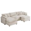 Oversized Modular Cushion Sofa With Ottomans Comfy Upholstered U Shaped Convertible Corner Sectional Sofa Light Corduroy - Beige - Image 14