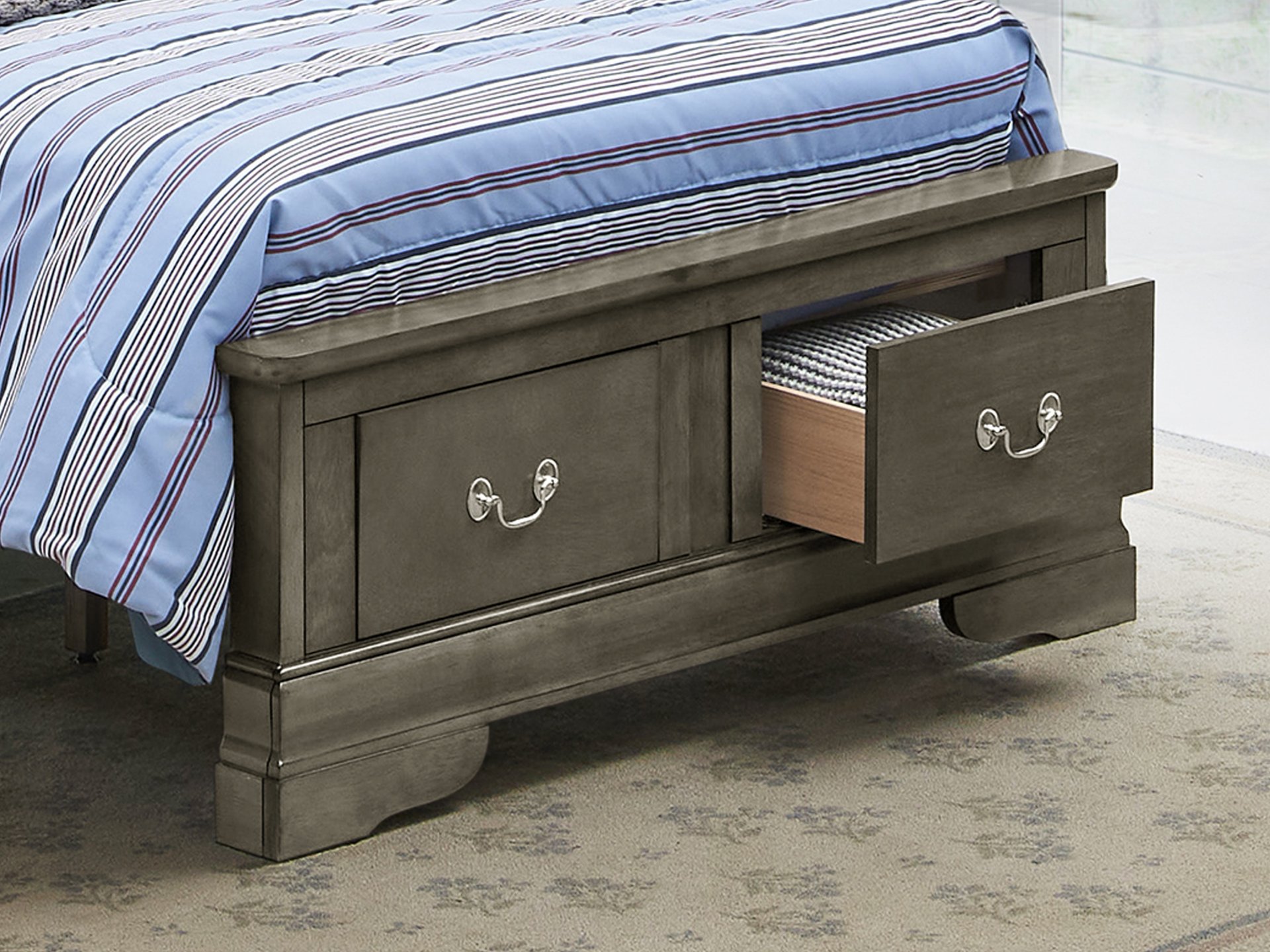 Louis Phillipe - King Elegant Storage Bed - Gray - Image 5