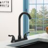 Kitchen Sink Faucet With 2 Handles, 3 Hole Installation - Matte Black - Image 2