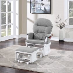 Madison - Glider & Ottoman - White / Oyster