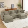 Modern Sofa Modular Sofa Couch Upholstered, L - Shape Sectional Sofa With Side Storage Pockets For Living Room - Brown - Image 12