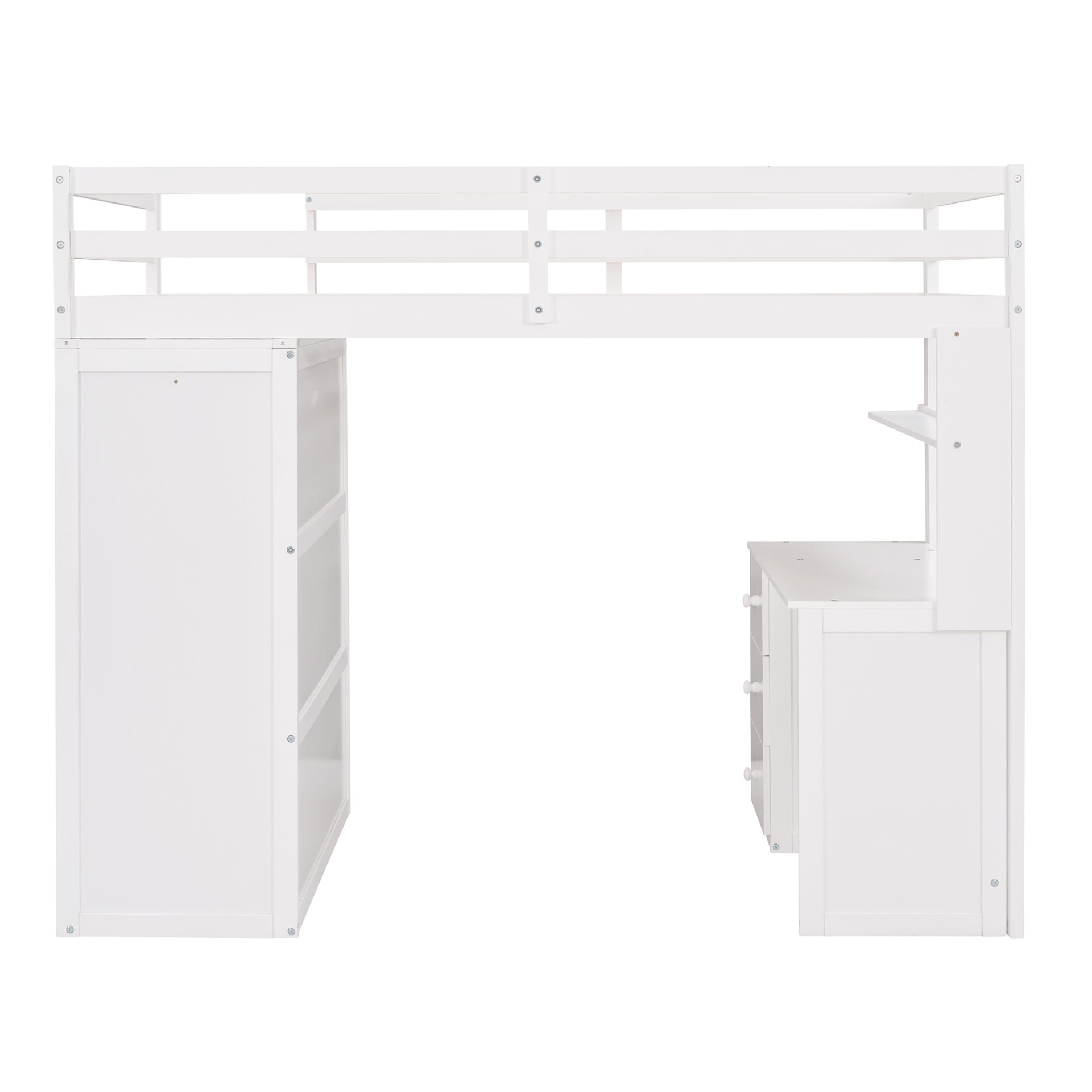 Twin Size Loft Bed With Drawers, Desk, And Wardrobe - White - Image 11