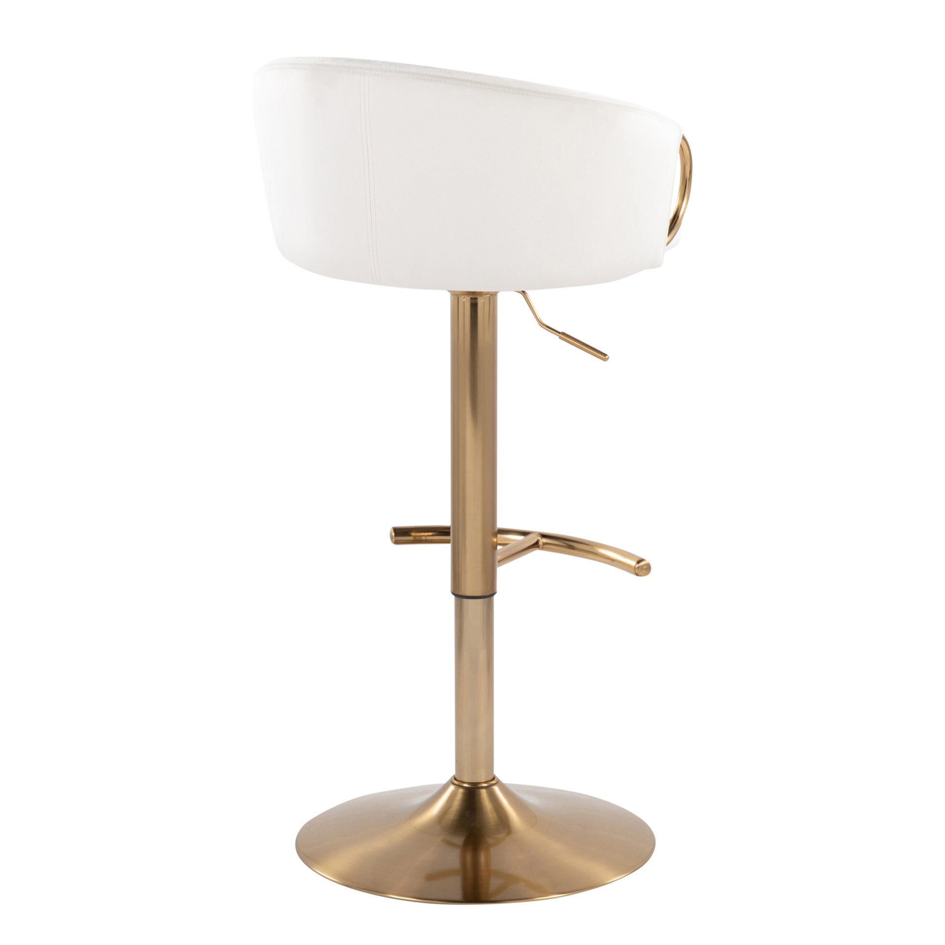 Claire - Contemporary / Glam Adjustable Barstool With Swivel With Rounded T Footrest (Set of 2) - Cream - Image 4