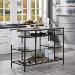 Lona - Kitchen Island - Rustic Oak / Black