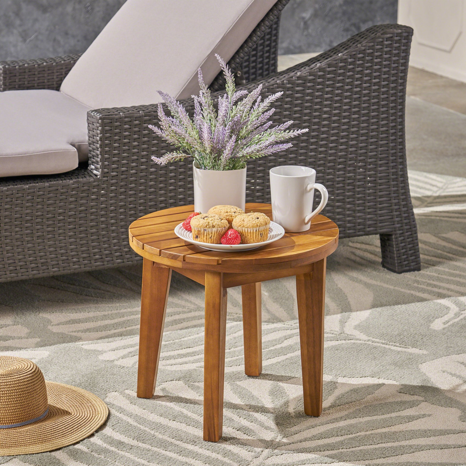 Outdoor Side Table With Weather Resistance - Teak - Image 2