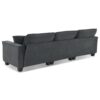 Modern Convertible Sectional L Shaped Reversible Couch Set With Free Pillows 4 Seat Suede Sleeper Sofa With Ottoman - Dark Gray - Image 9