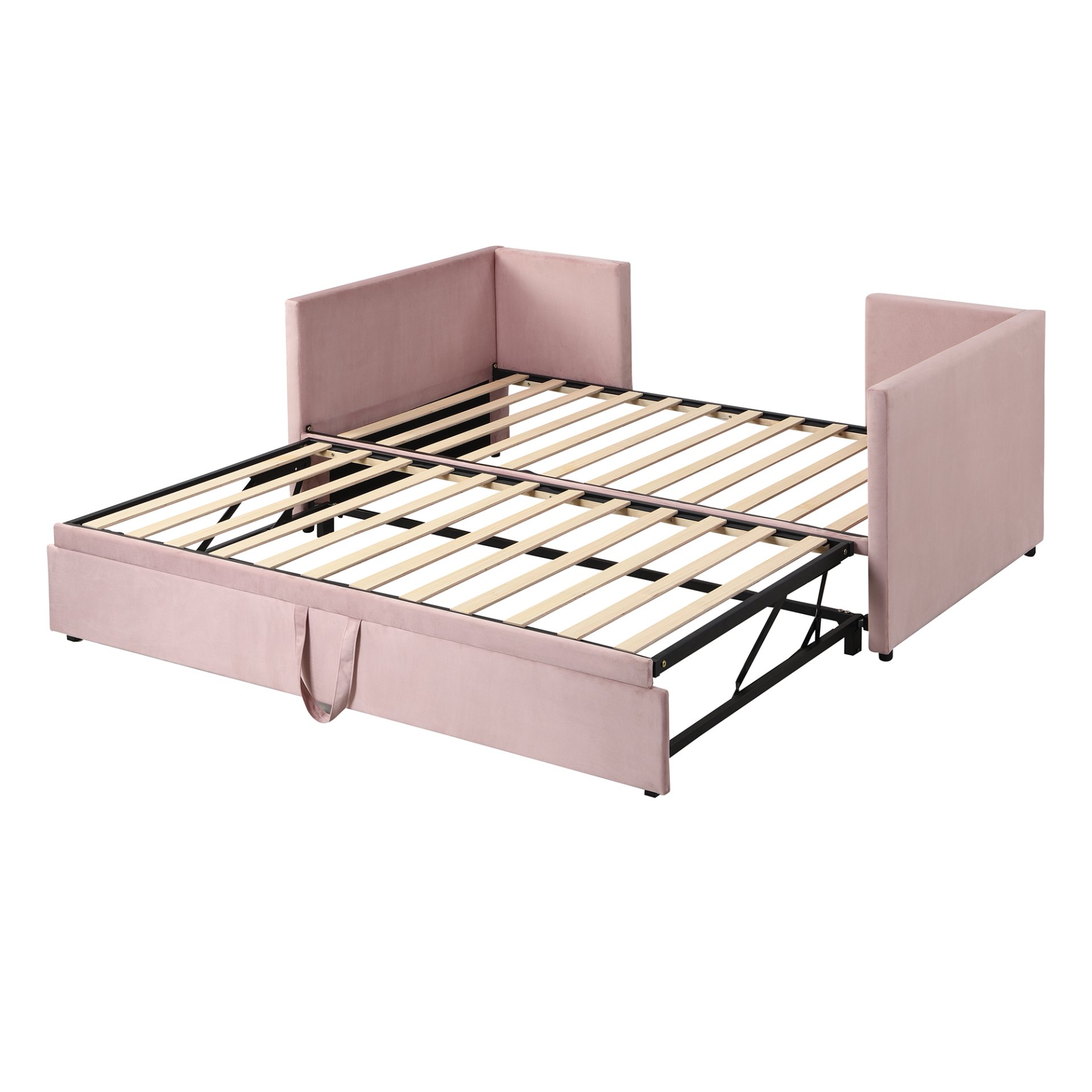 Twin Size Upholstered Daybed With Pop Up Trundle - Pink - Image 3
