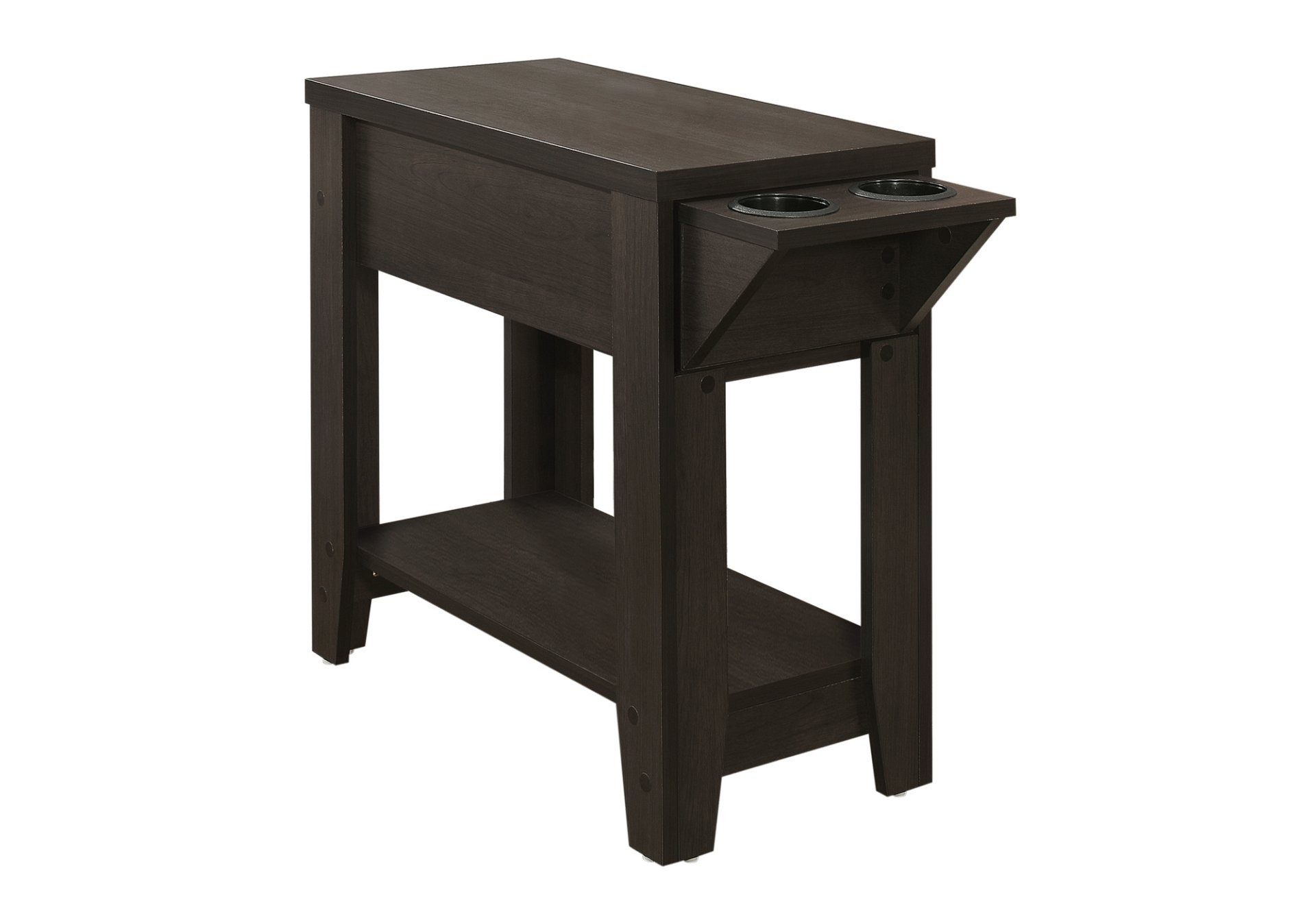 Accent Side Table, Storage, Lamp, Transitional - Espresso - Image 2