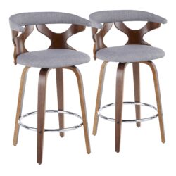 Gardenia - Mid-Century Modern Counter Stool (Set of 2) - Walnut / Light Gray