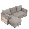 Pull Out Sleeper Sofa L-Shaped Couch Convertible Sofa Bed With Storage Chaise, Storage Racks And USB Ports - Light Brown - Image 16