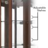 6 Shelf Corner Curio Display Cabinet With Lights, Mirrors And Adjustable Shelves (E26 Light Bulb Not Included) - Walnut - Image 11