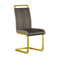 Dining Chairs (Set of 4), Side & Kitchen Chairs With Gold Frame, Padded Seat High Back, For Dining, Kitchen & Living Room - Dark Gray