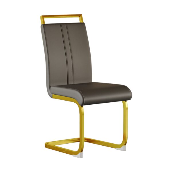 Dining Chairs (Set of 4), Side & Kitchen Chairs With Gold Frame, Padded Seat High Back, For Dining, Kitchen & Living Room - Dark Gray
