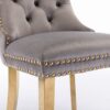 Nikki - Modern, High-End Tufted Solid Wood Contemporary Velvet Upholstered Dining Chair With Golden Stainless Steel Plating Legs, Nailhead Trim (Set of 2) - Gray / Gold - Image 12
