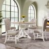 Functional Furniture Retro Style Dining Table Set With Extendable Table And 4 Upholstered Chairs For Dining Room And Living Room - Natural / Off White - Image 2