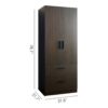 Brook - 2 Door Wood Closet With 2 Drawers And Hanging Bars - Dark Brown - Image 3