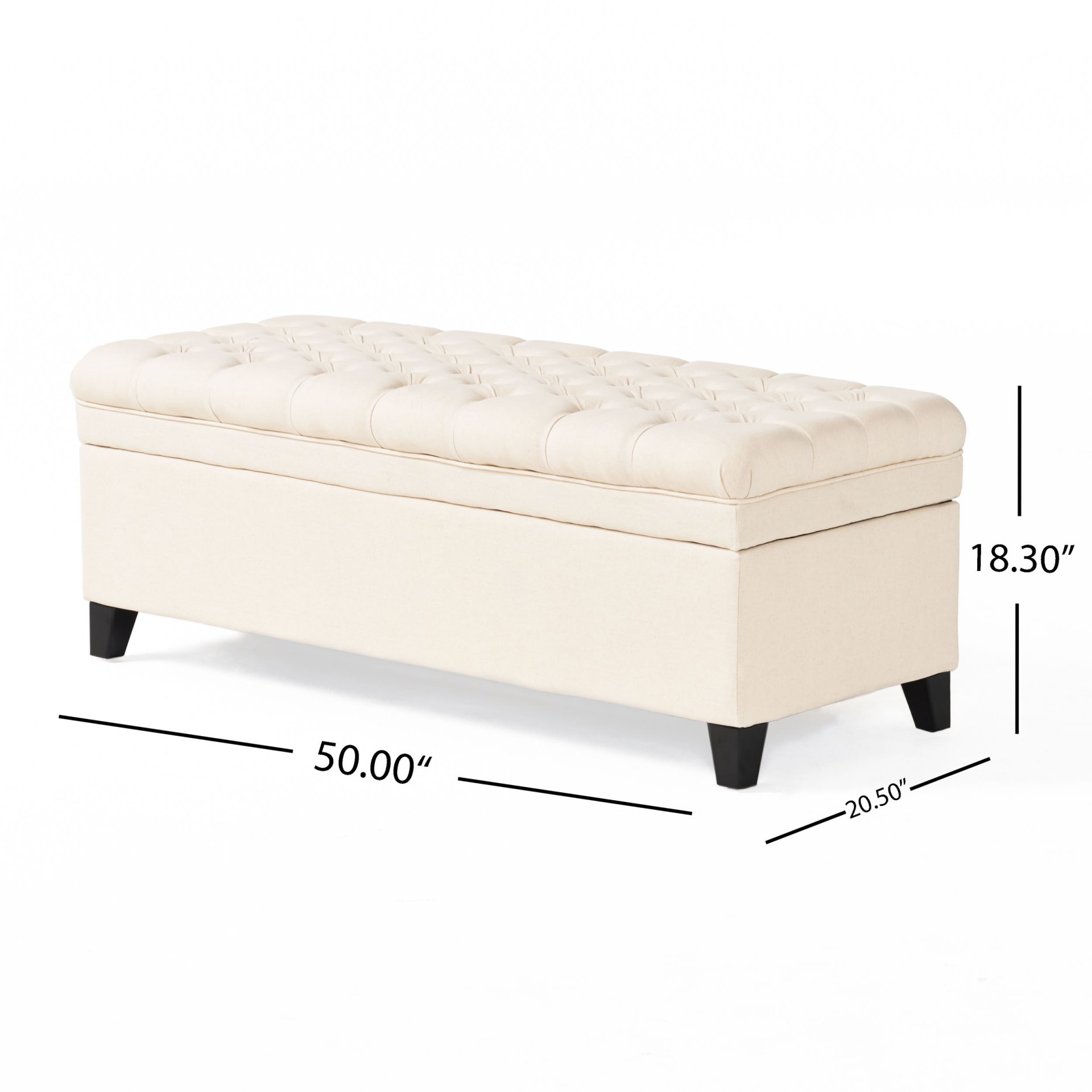 Juliana - Contemporary Storage Ottoman With Button Tufted Diamond Stitching - Beige - Image 3