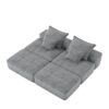 Modern Oversized Modular Sectional Sofa With 2 Ottoman And 2 Seat, Sparkling Chenille Fabric Soft Cushion Sofa With 4 Pillows, 4 Pieces Diy Combination Tufted Sofa, No Assembly Required - Gray - Image 23