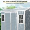8 X 4Ft Resin Outdoor Storage Shed With Two - Window And Double - Door, Plastic Shed With Floor For Gargen, Patio, Yard, Lawn - Gray - Image 7