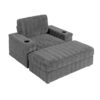 Oversized Chaise Lounge Indoor Rabbit Fur Sofa Bed With Storage Ottoman And Armrests Cup Holders With Deep Seat - Gray - Image 2