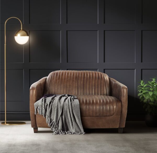 Brancaster - Grain Leather Loveseat - Brown